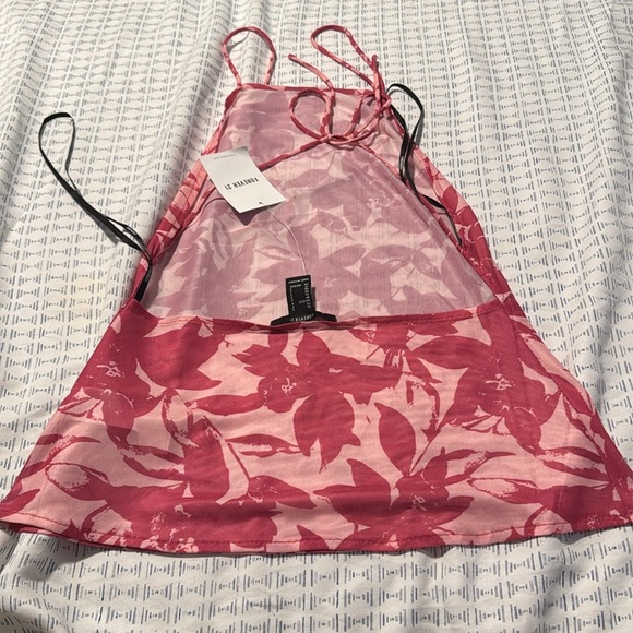Floral Pink Women's Halter Top - Picture 2 of 3
